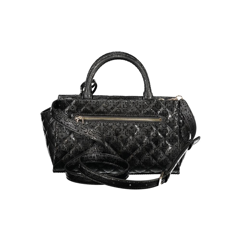 Black Polyurethane Women Handbag - ventzia