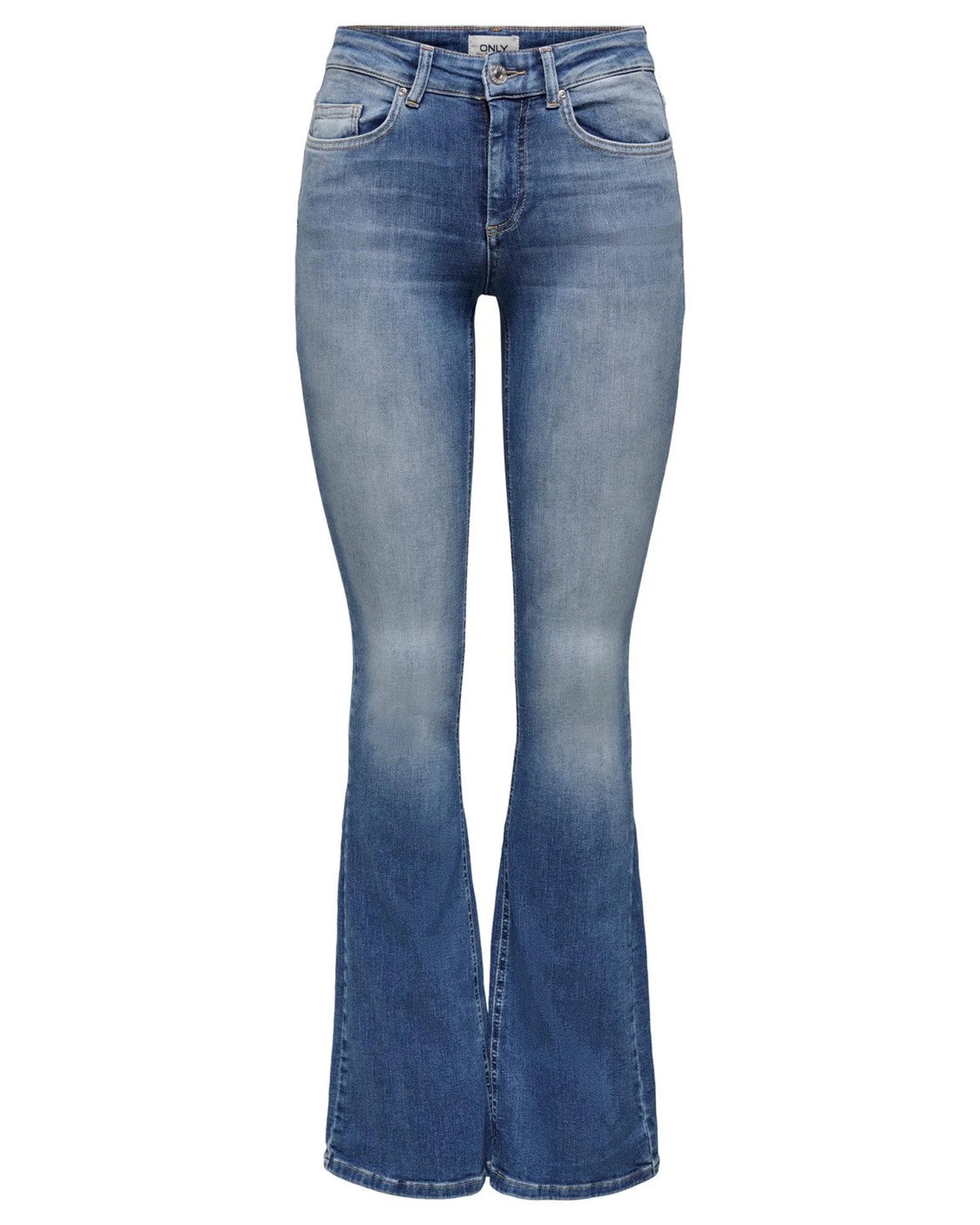 Blue Cotton Flared Jeans - ventzia