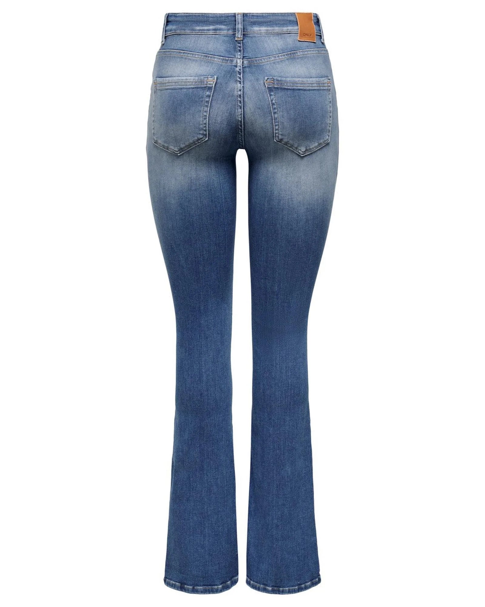 Blue Cotton Flared Jeans - ventzia