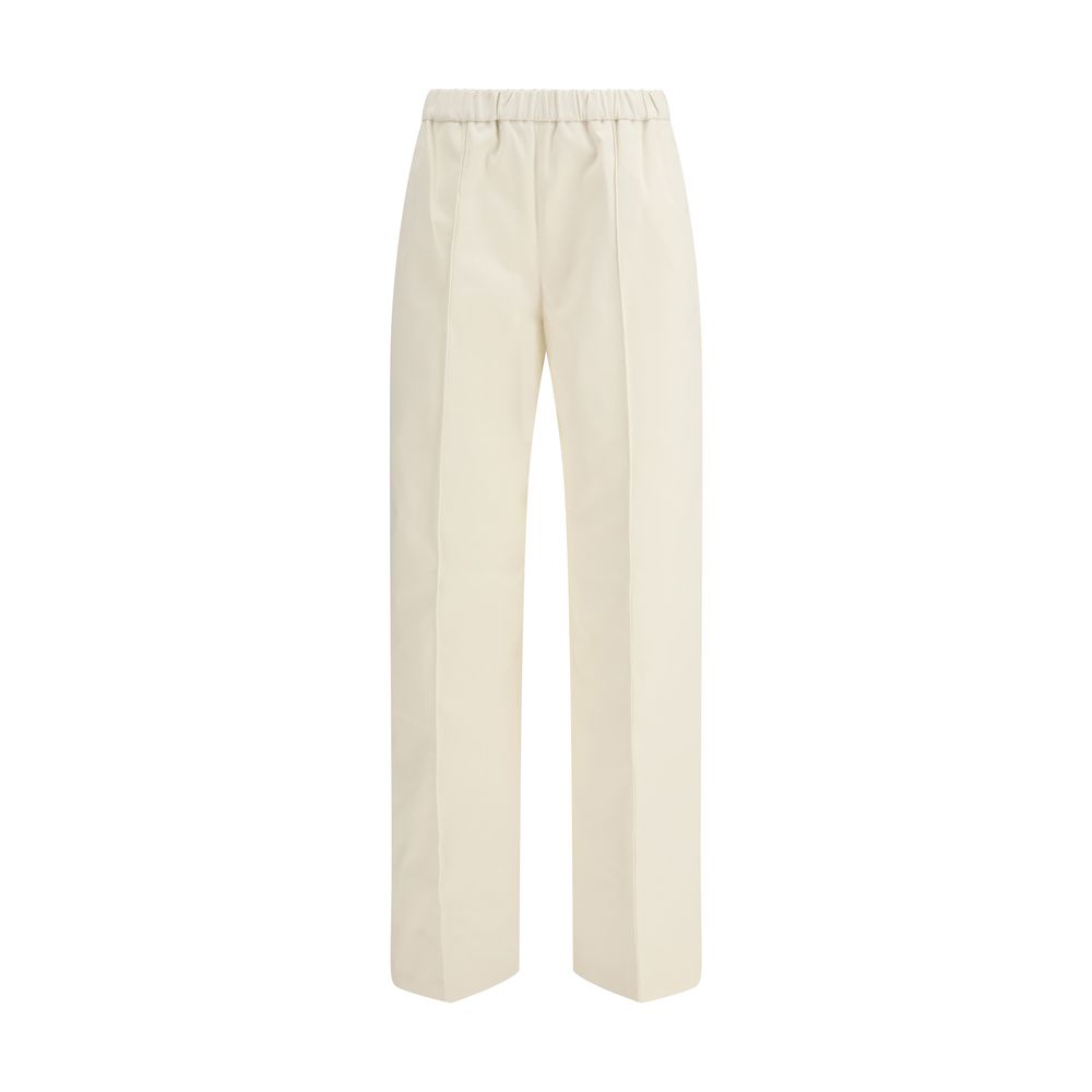 Beige Cotton Casual Pants - ventzia