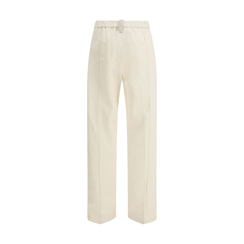 Beige Cotton Casual Pants - ventzia
