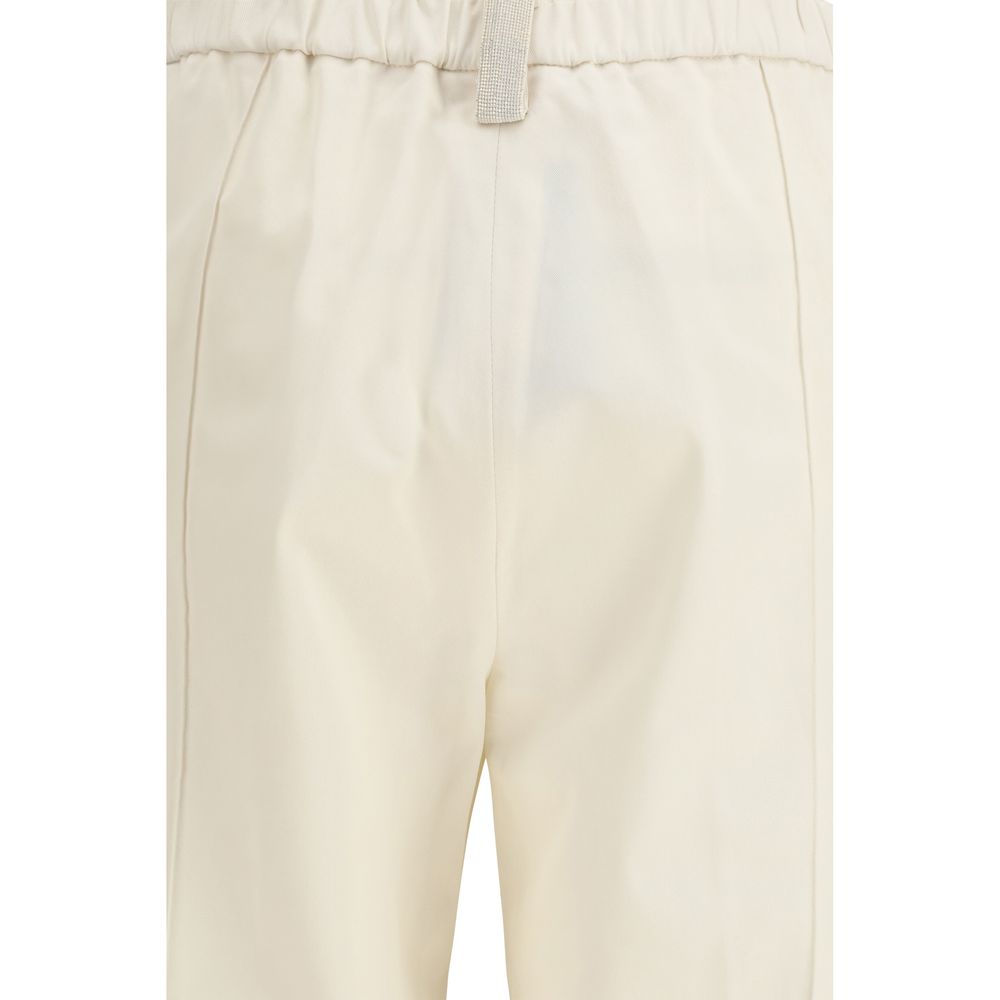 Beige Cotton Casual Pants - ventzia
