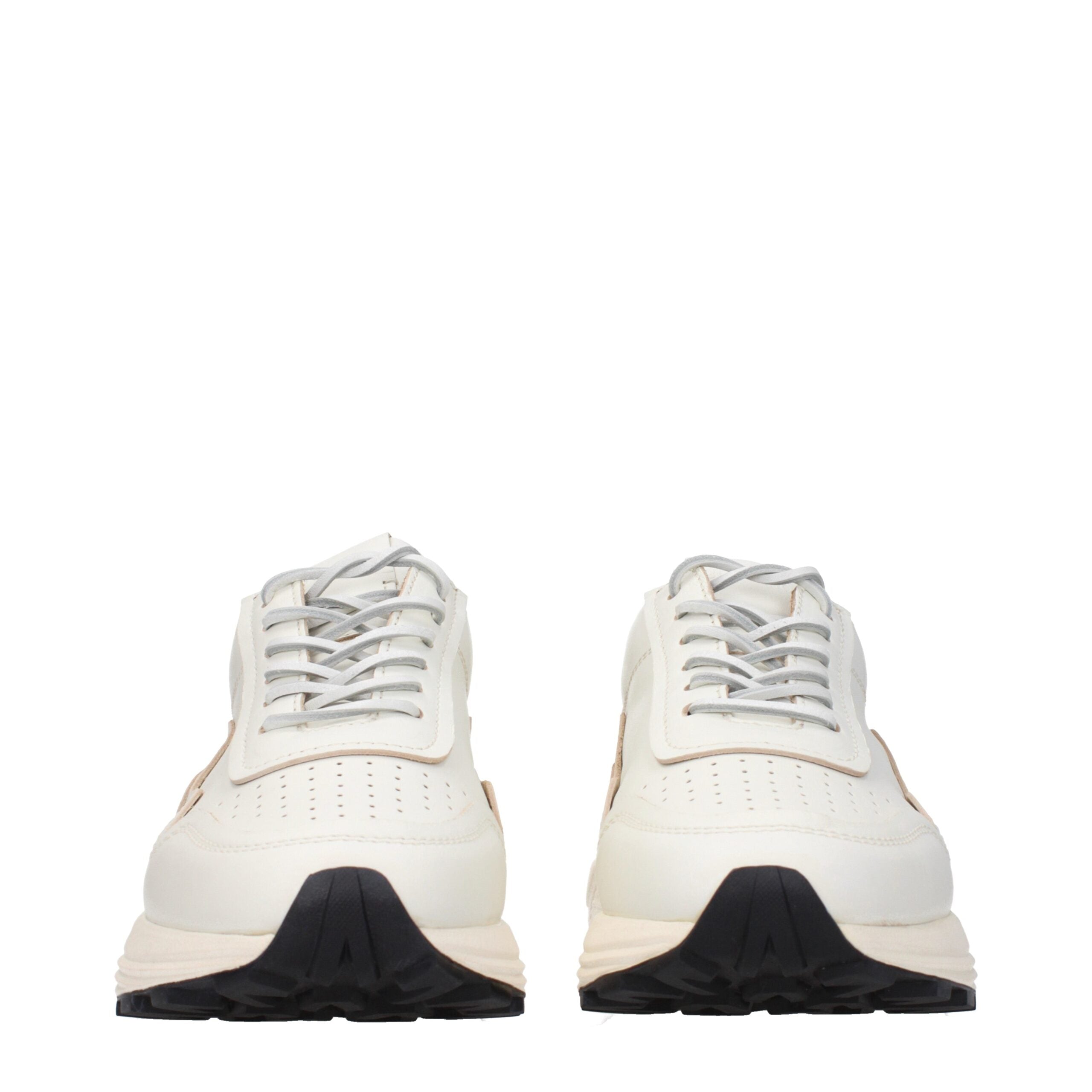 White Leather Low Top Sneakers - ventzia