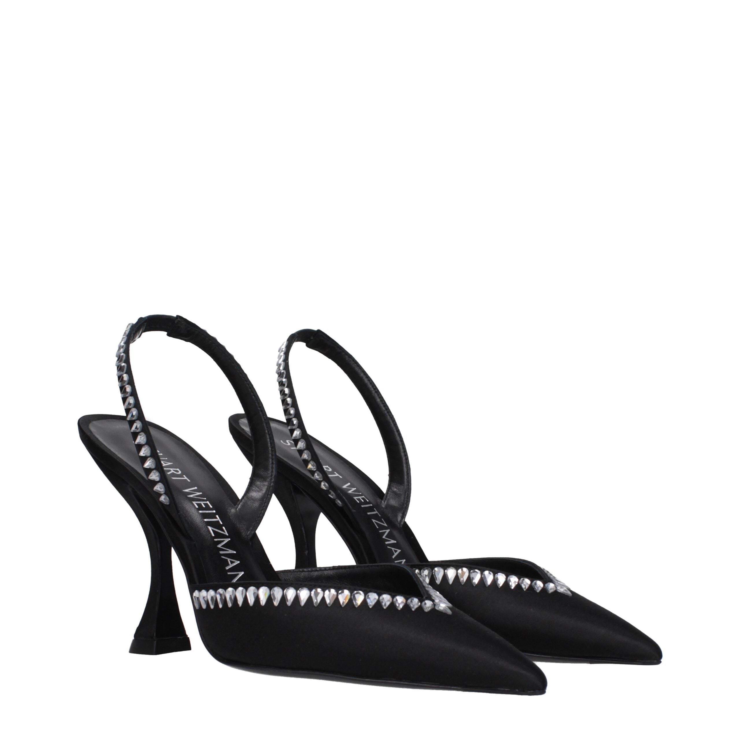 Black Satin Stiletto Heel Sandals - ventzia