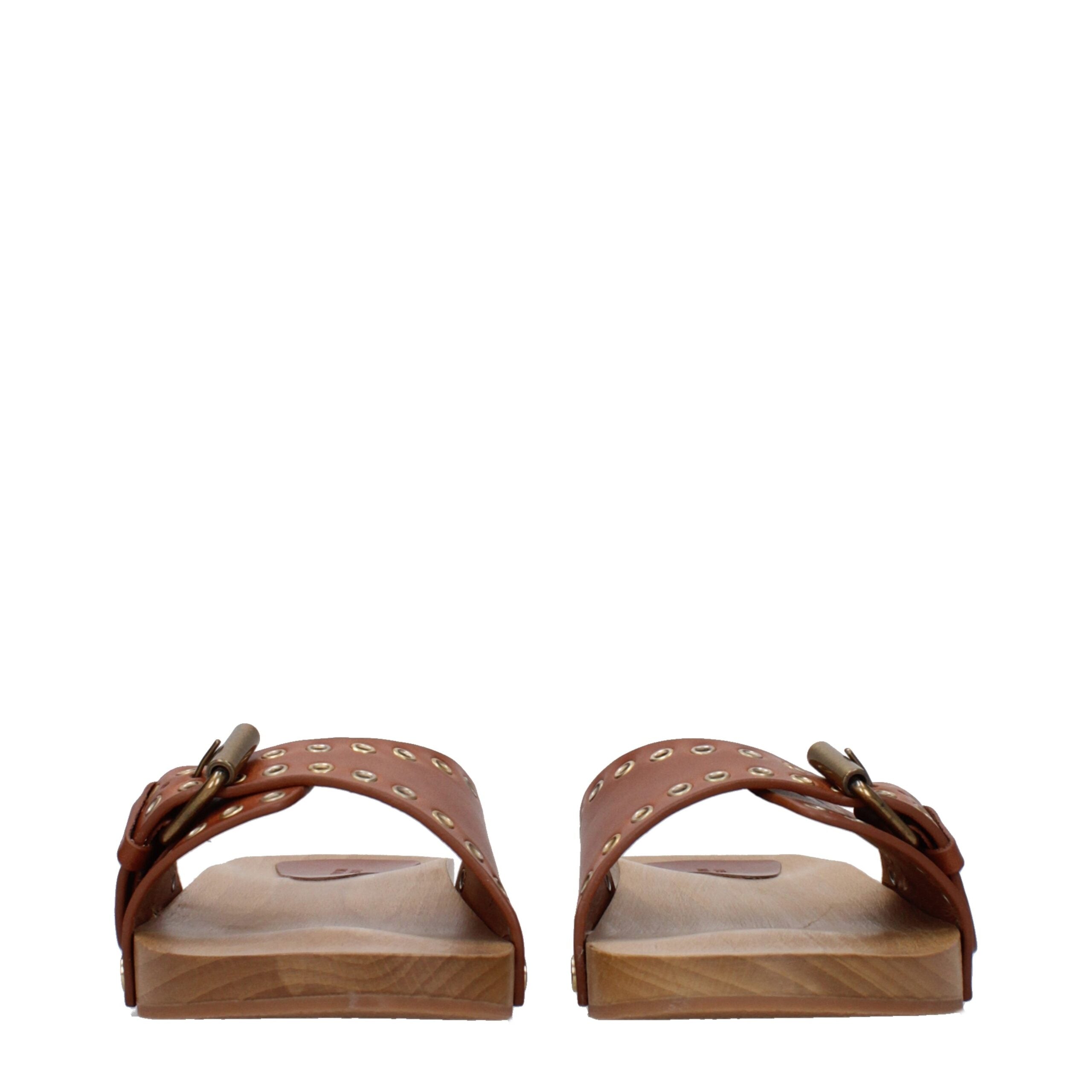 Brown Leather Slippers - ventzia