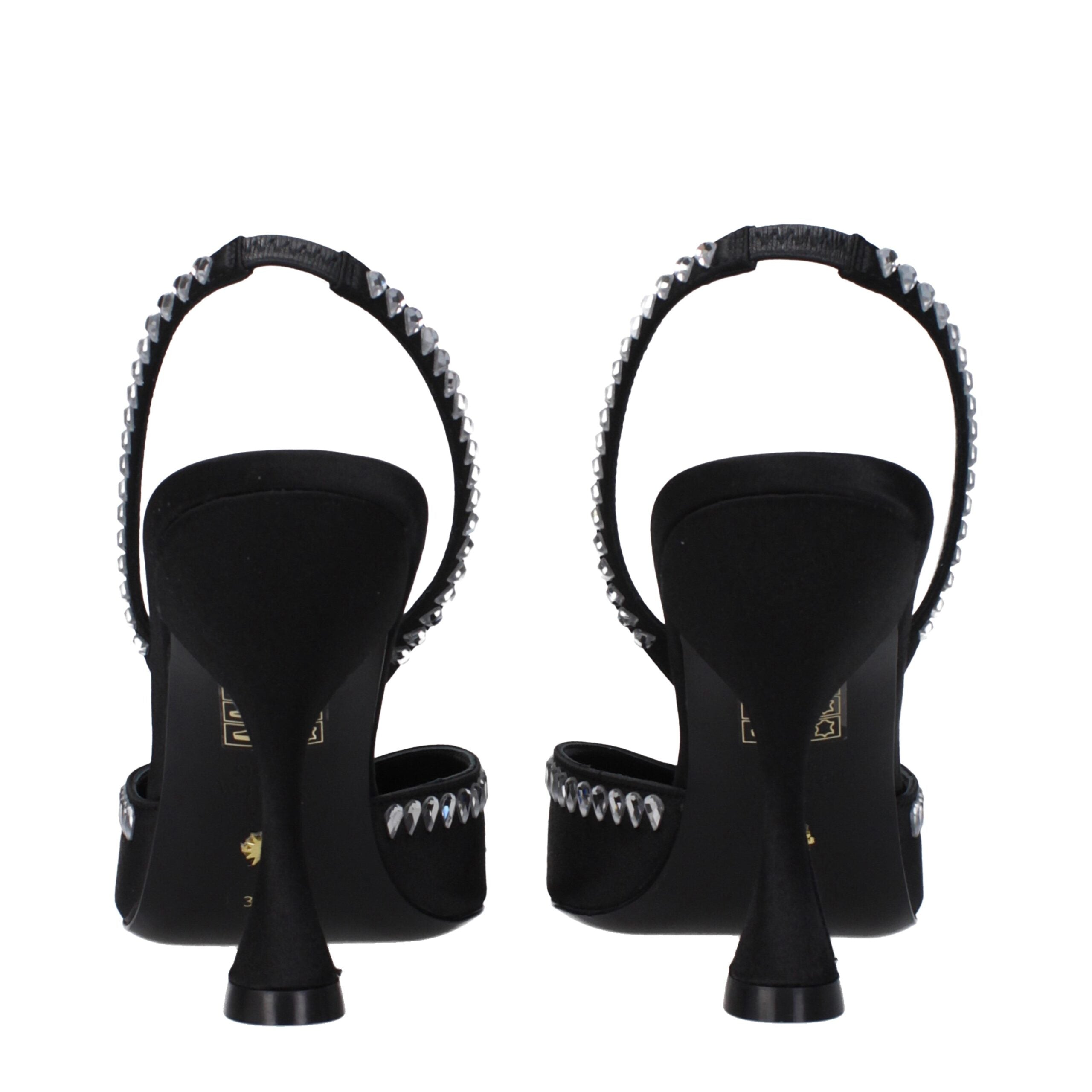 Black Satin Stiletto Heel Sandals - ventzia