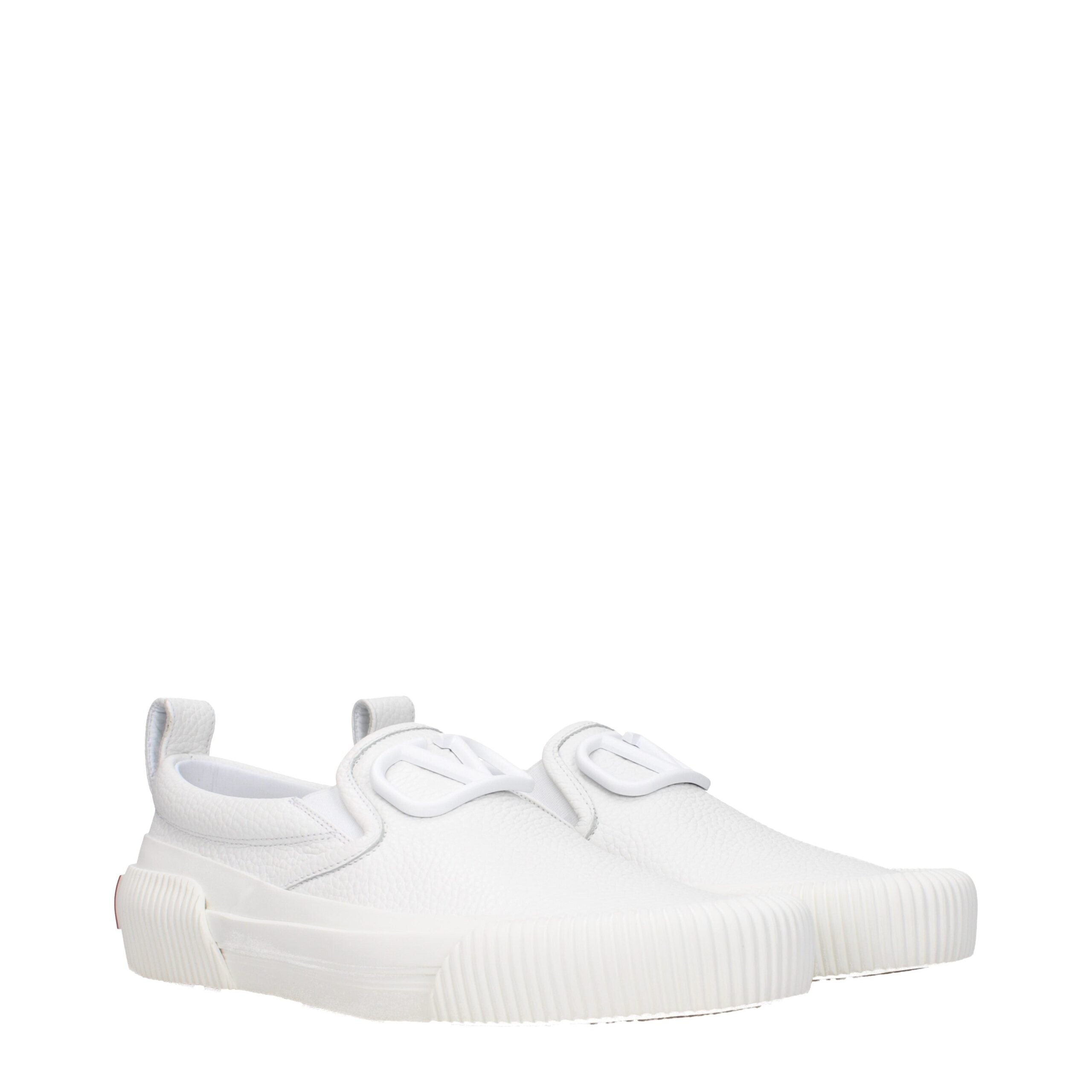 White Leather Slip-On Loafers - ventzia