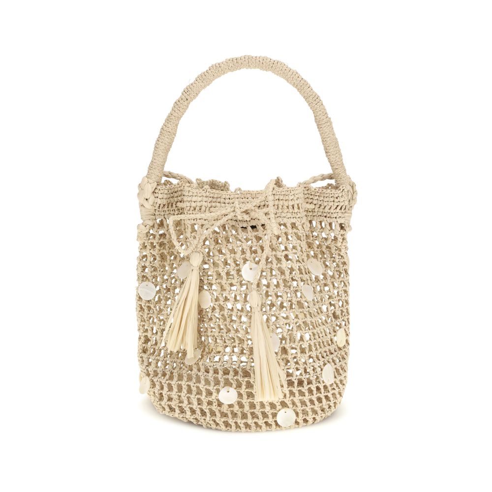 Beige Raffia Backet Bag - ventzia