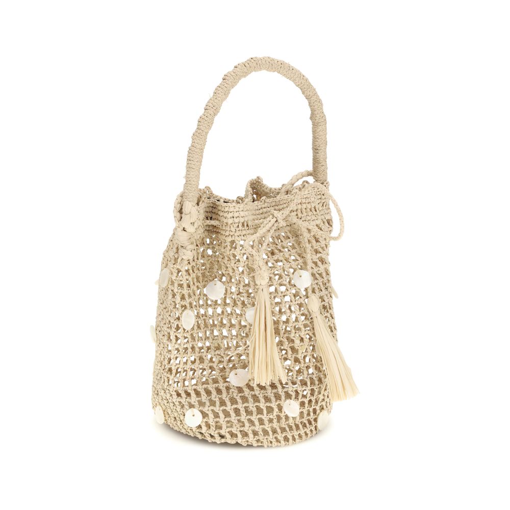 Beige Raffia Backet Bag - ventzia