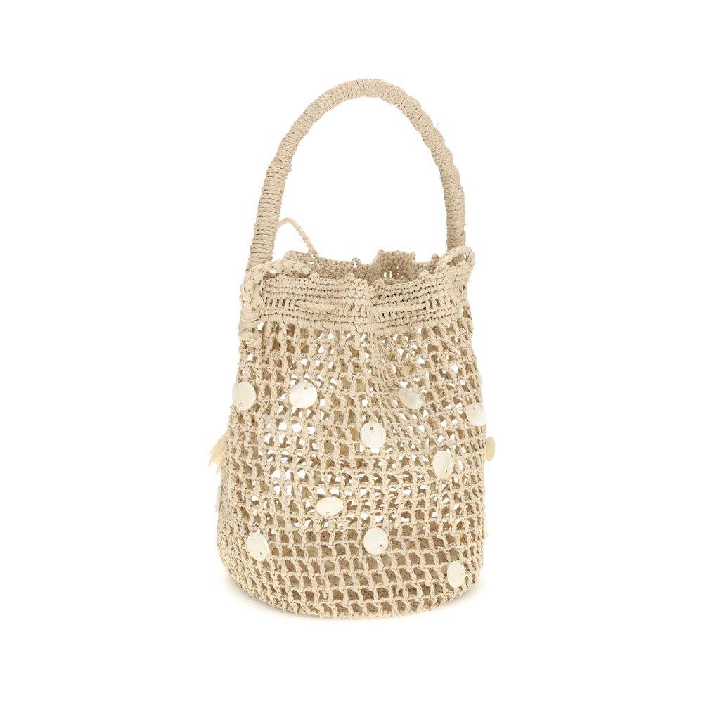 Beige Raffia Backet Bag - ventzia