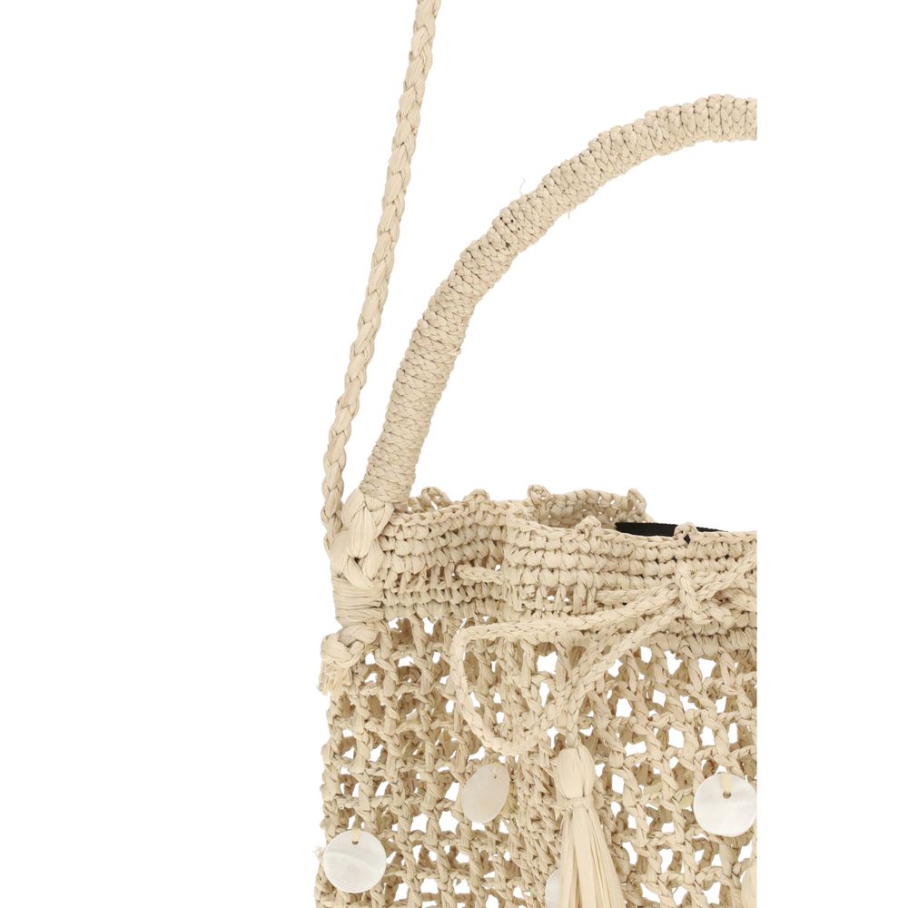 Beige Raffia Backet Bag - ventzia