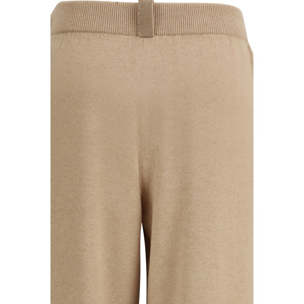 Beige Fleece Wool Casual Pants - ventzia