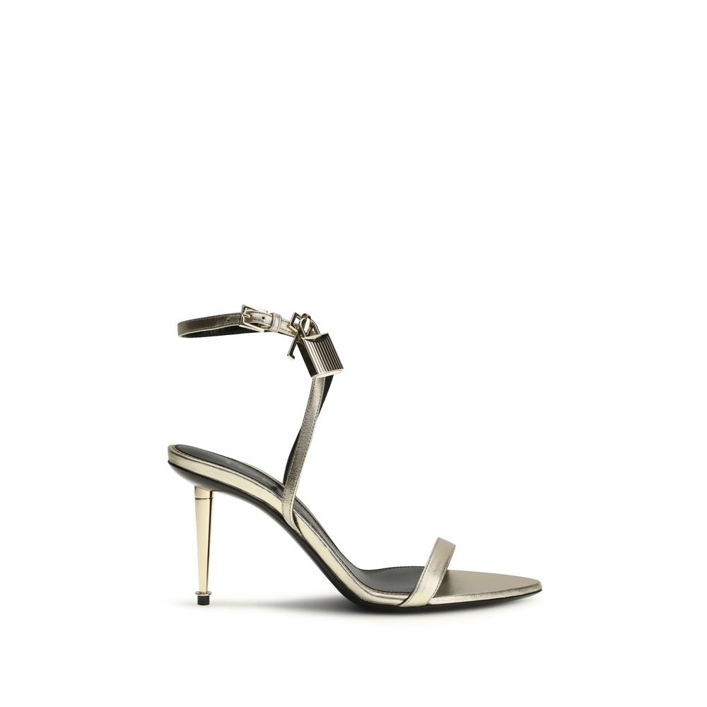 Gold Calf Leather Bos Taurus Stiletto Heel Sandals