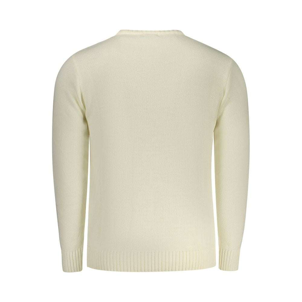 White Acrylic Men Sweater - ventzia