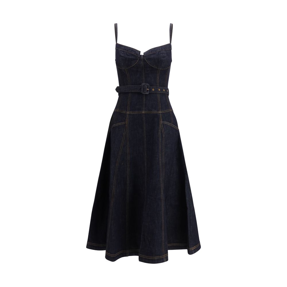 Blue Cotton Casual Dress - ventzia
