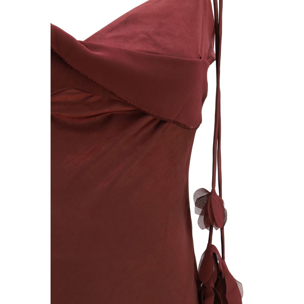 Bordeaux Polyester Casual Dress - ventzia
