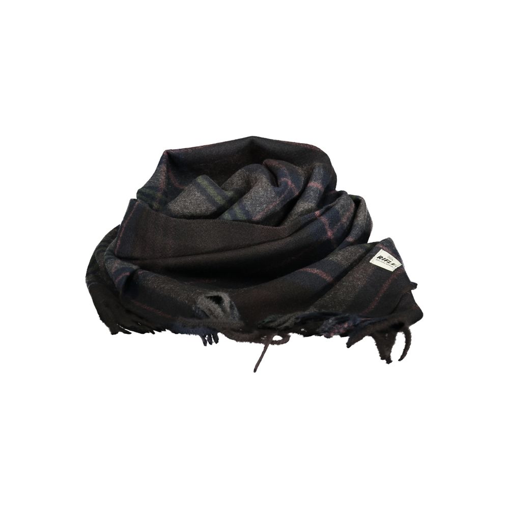 Black Polyester Mens Scarf - ventzia