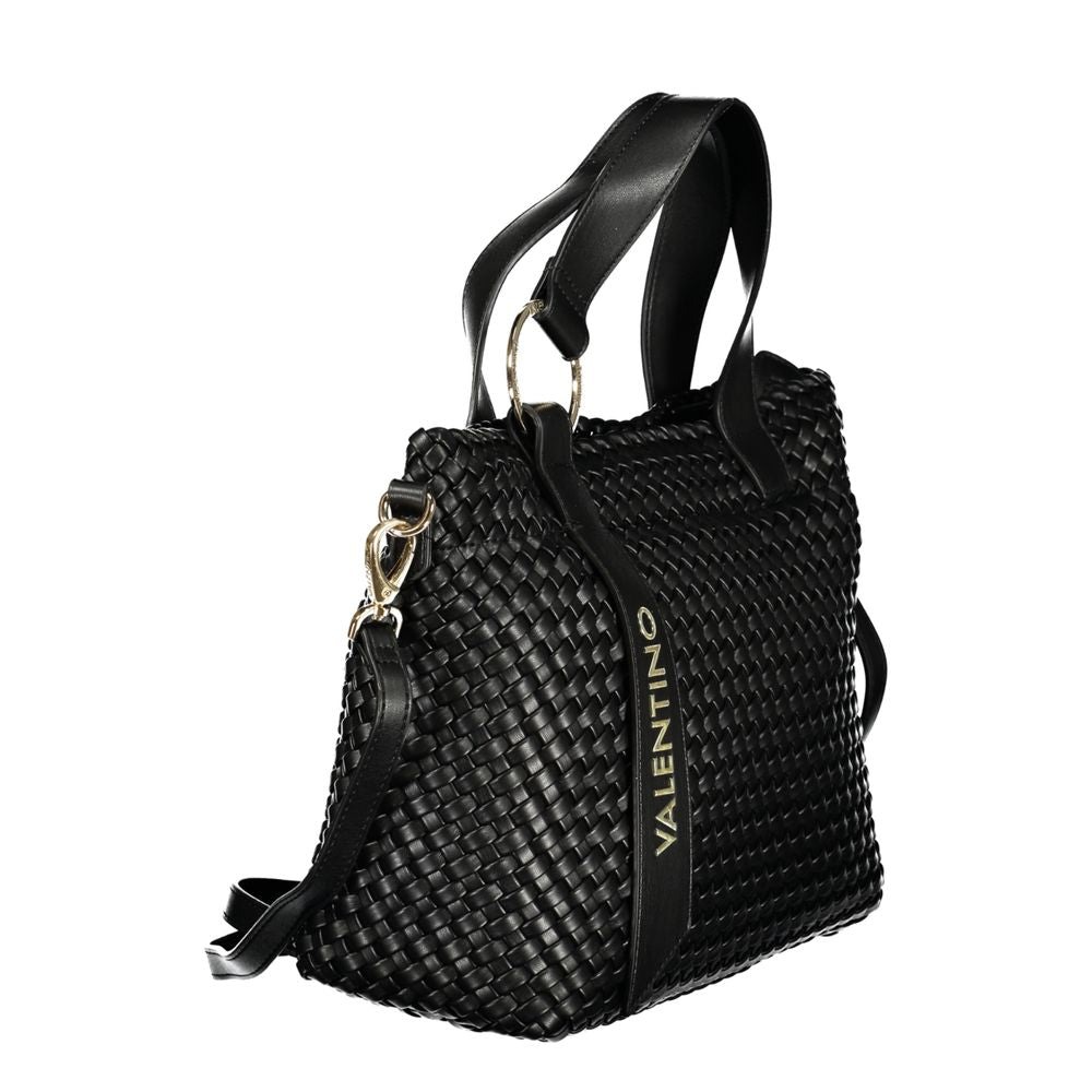 Black Polyurethane Women Handbag - ventzia