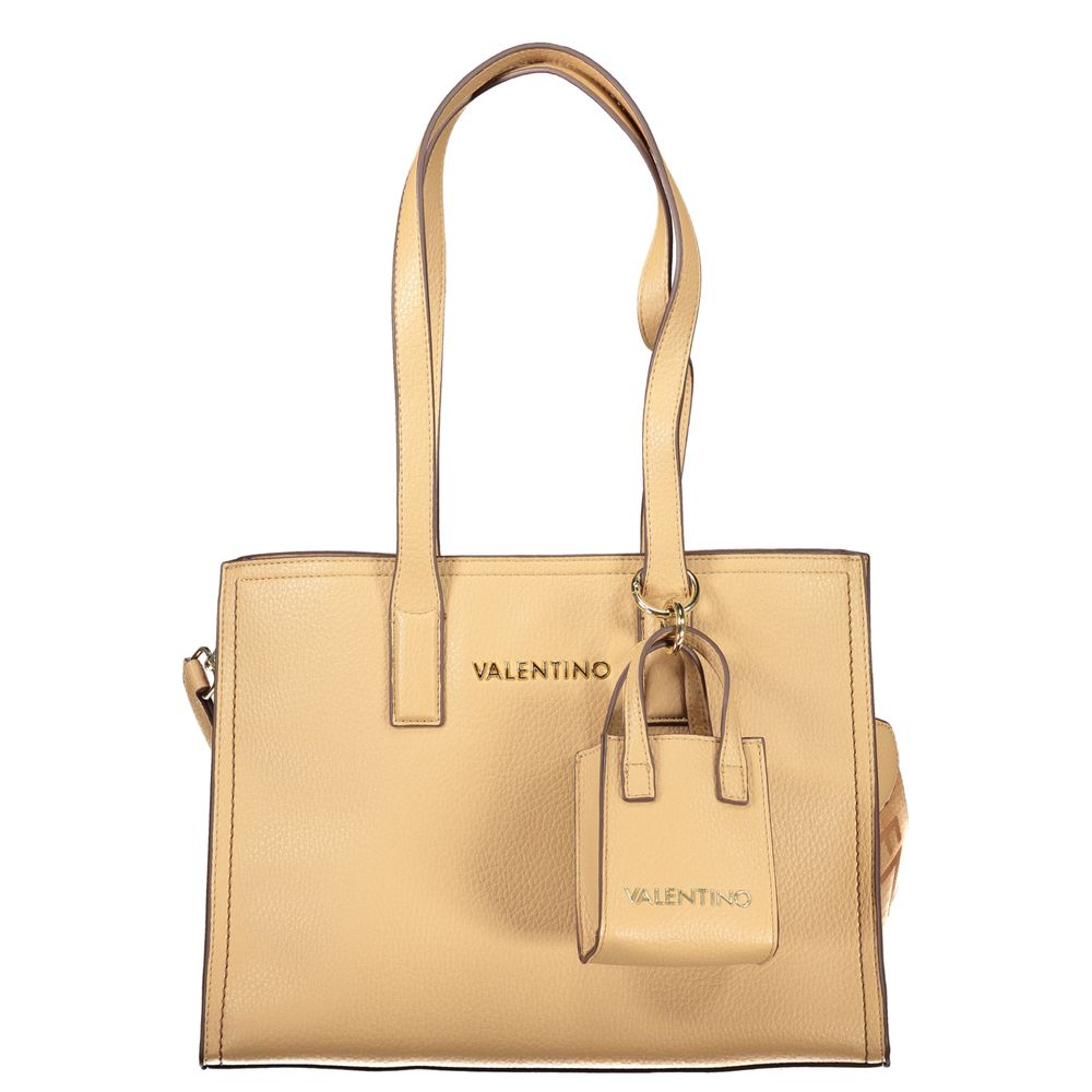 Beige Polyurethane Women Handbag - ventzia
