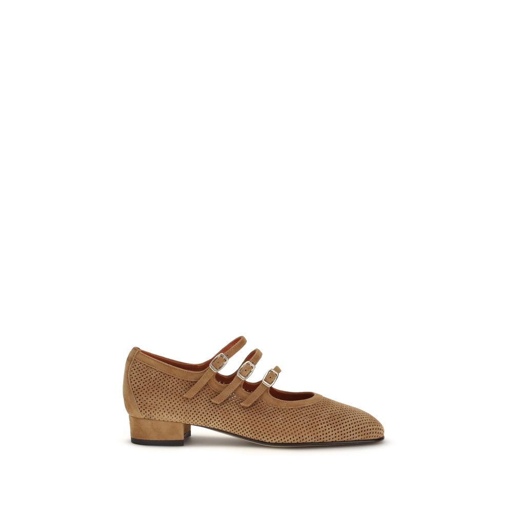 Beige Calf Leather Bos Taurus Ballet Flats - ventzia