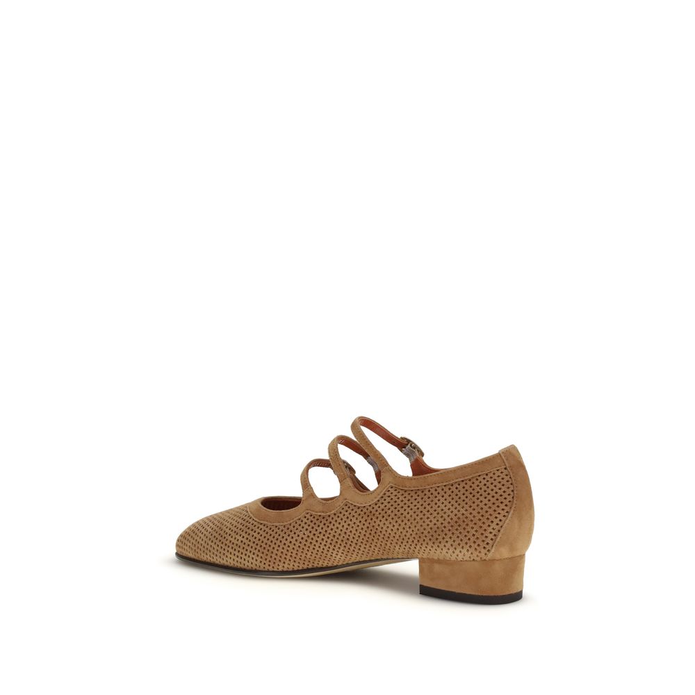 Beige Calf Leather Bos Taurus Ballet Flats - ventzia