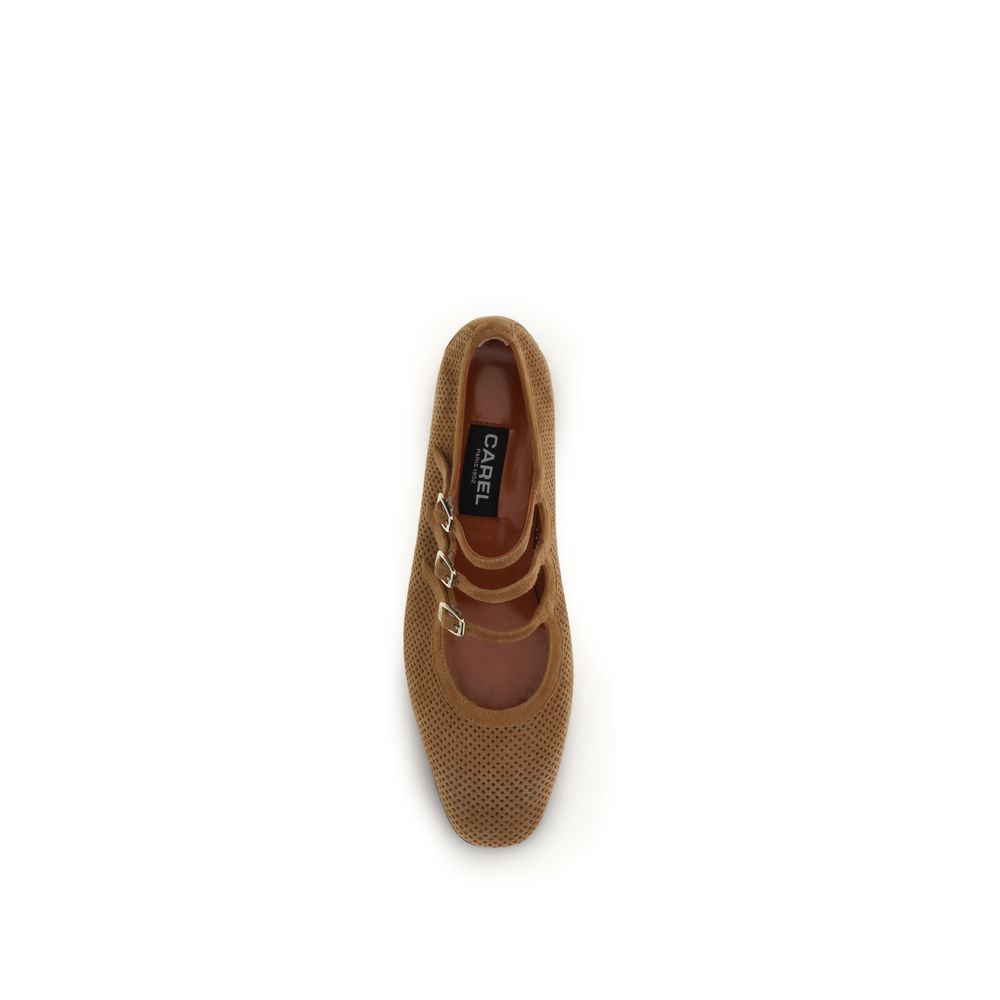 Beige Calf Leather Bos Taurus Ballet Flats - ventzia