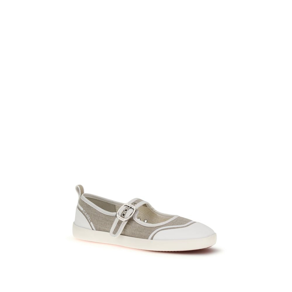Beige Cotton Ballet Flats - ventzia