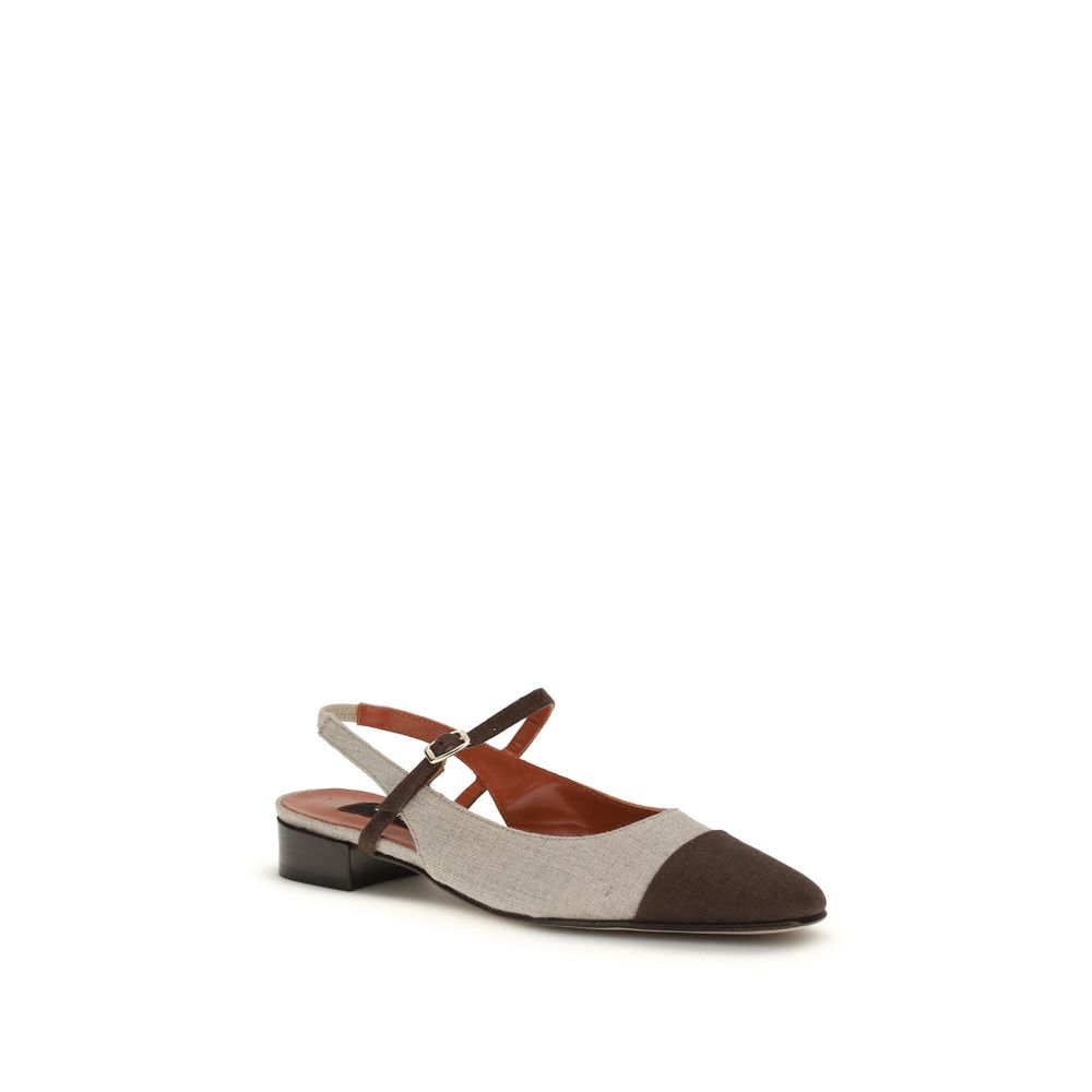 Beige Cotton Ballet Flats - ventzia