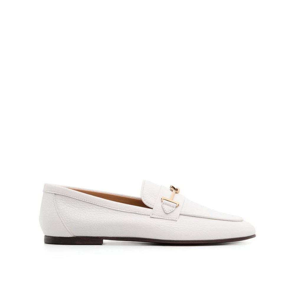 White Calfskin Slip-On Loafers - ventzia