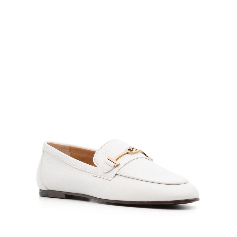 White Calfskin Slip-On Loafers - ventzia