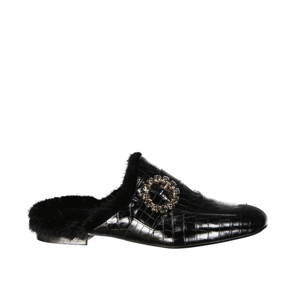 Black Calfskin Mules - ventzia