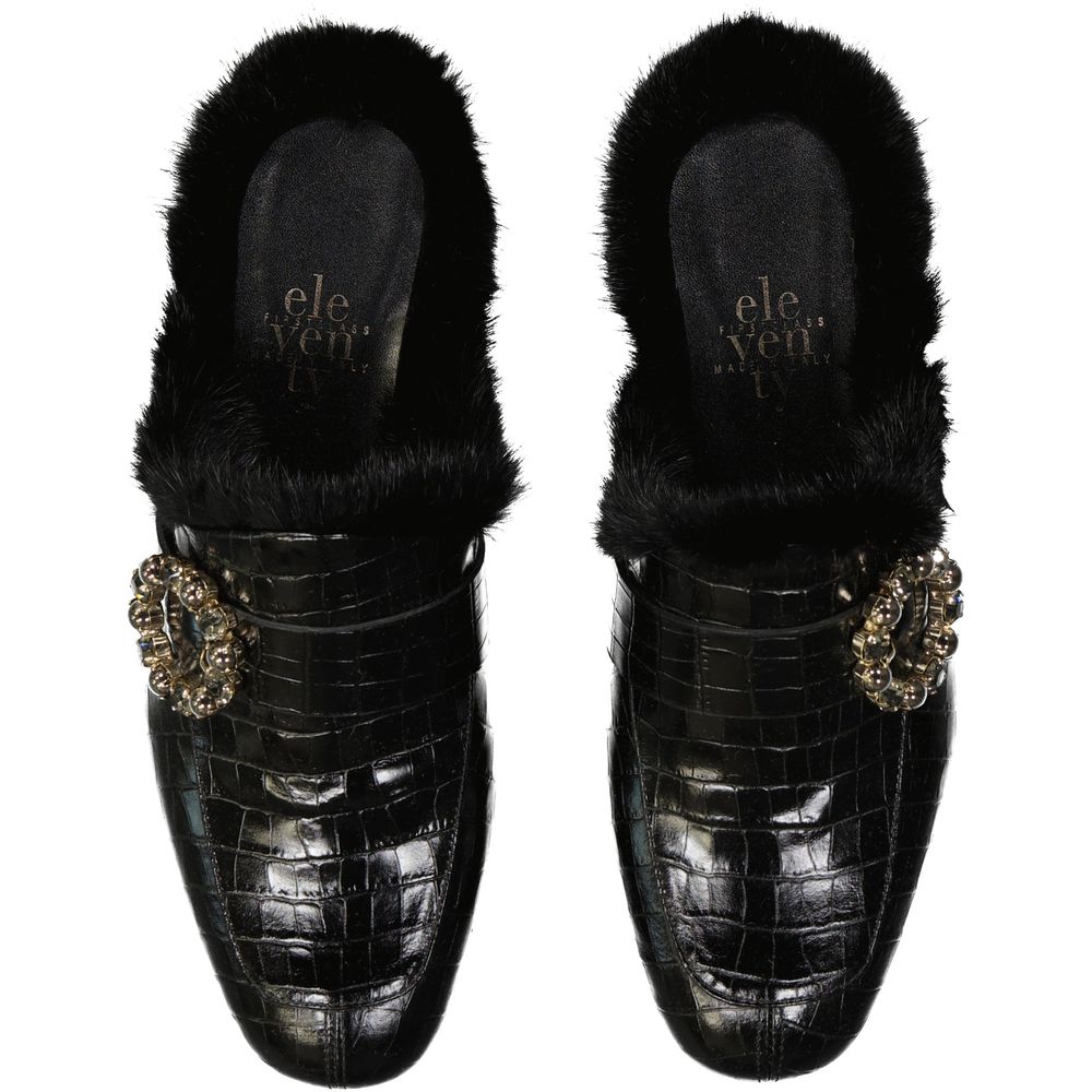 Black Calfskin Mules - ventzia