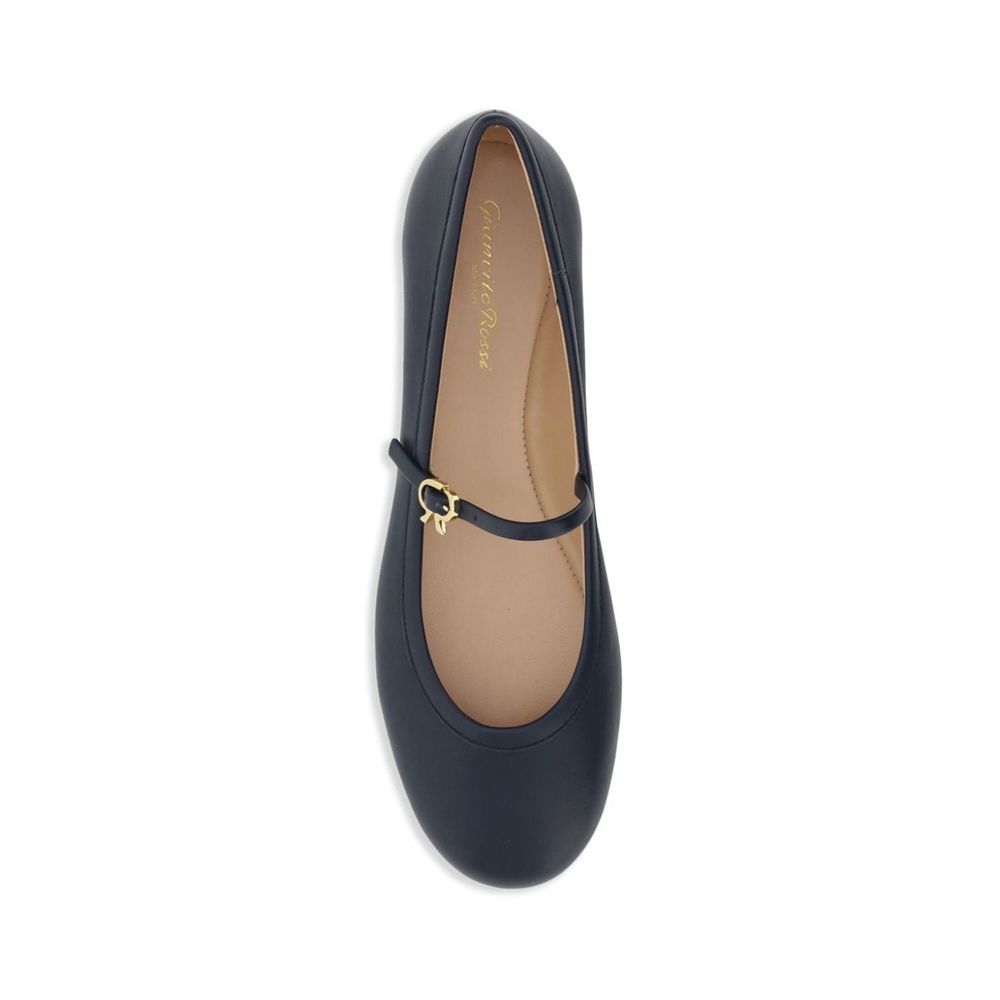 Blue Fabric Ballet Flats - ventzia