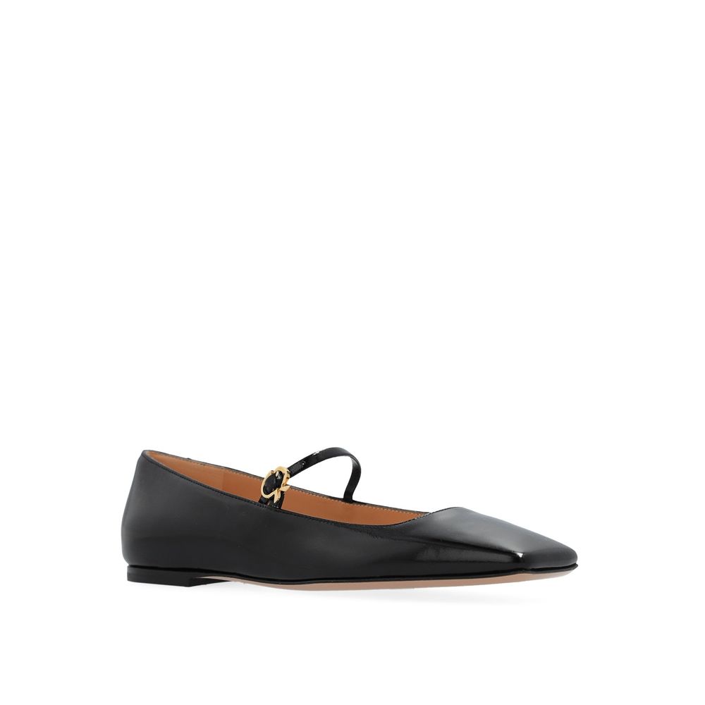 Black Calfskin Ballet Flats - ventzia