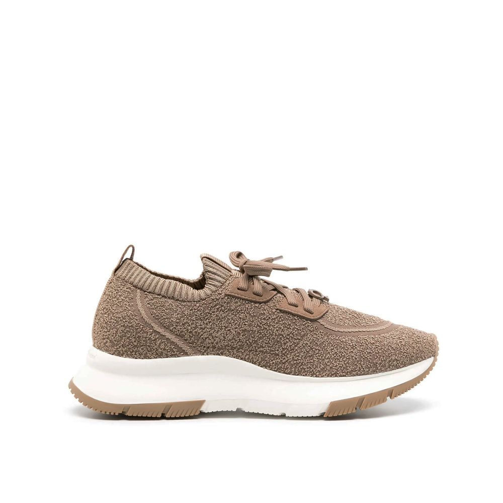Brown Fabric Athletic Sneakers - ventzia