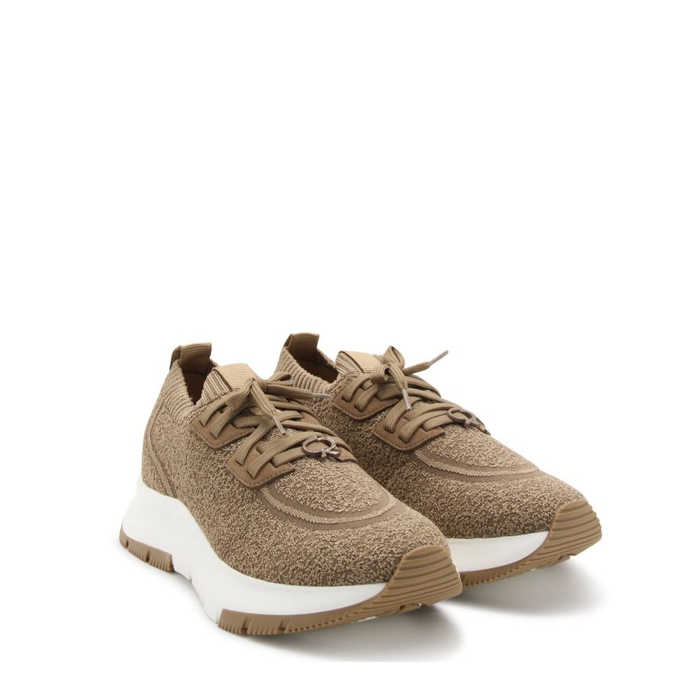 Brown Fabric Athletic Sneakers - ventzia