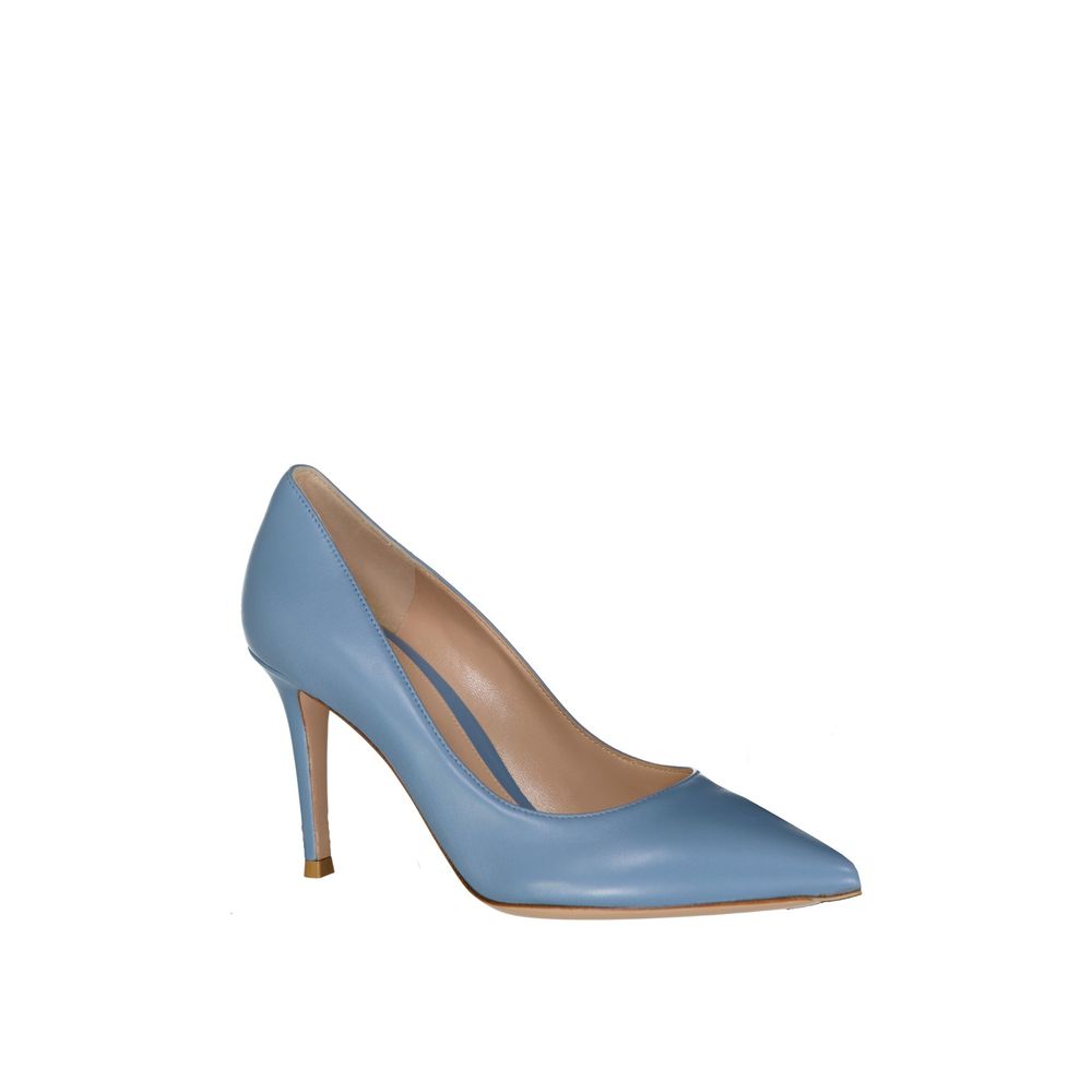 Blue Leather High Heel Pumps - ventzia
