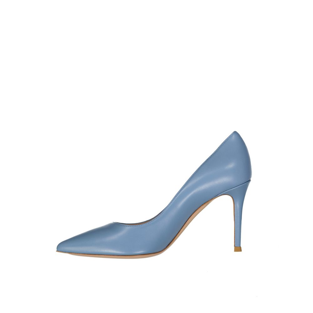 Blue Leather High Heel Pumps - ventzia