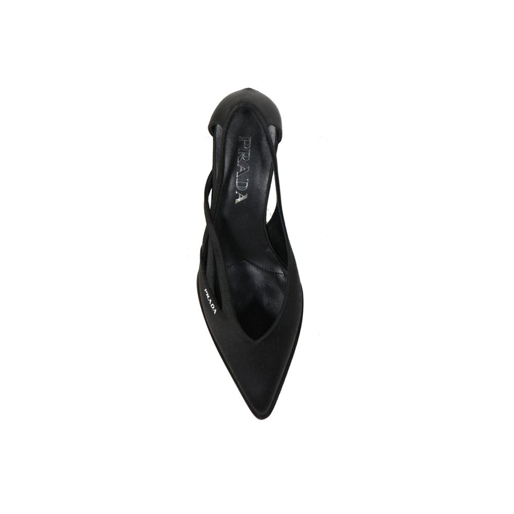 Black Silk Mid Heel Pumps - ventzia
