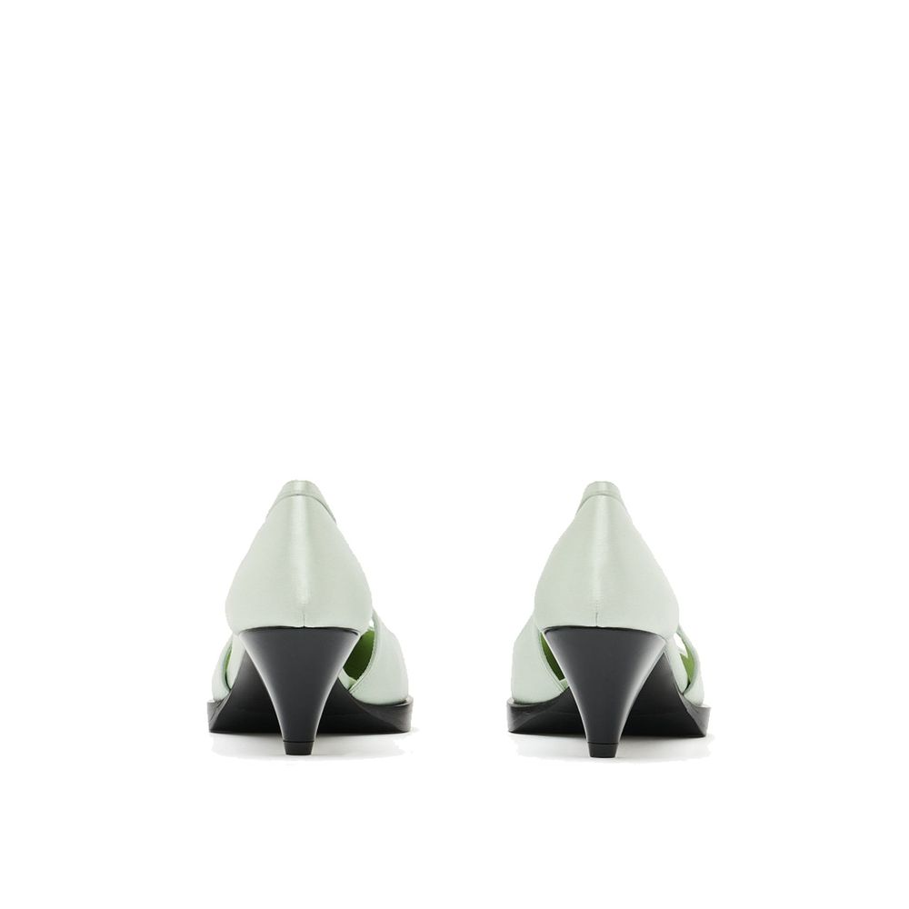 Bicolor Silk Mid Heel Pumps - ventzia