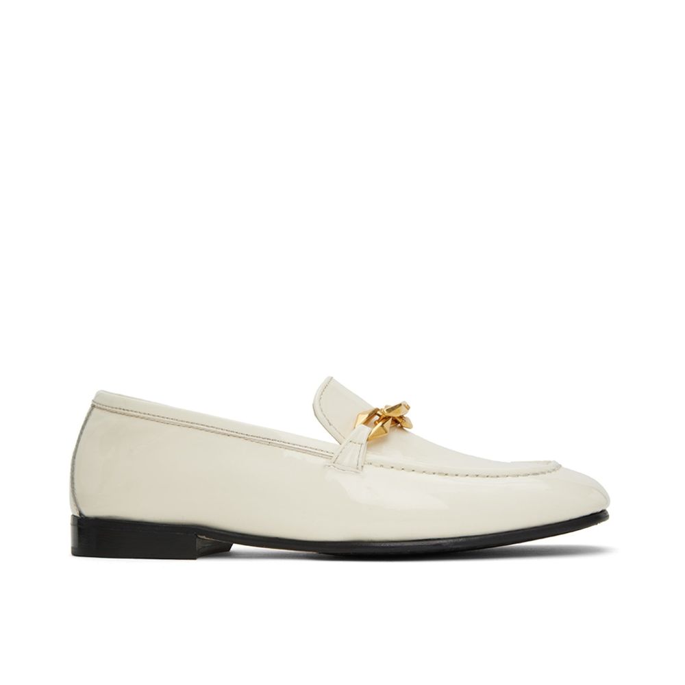 White Calfskin Slip-On Loafers - ventzia