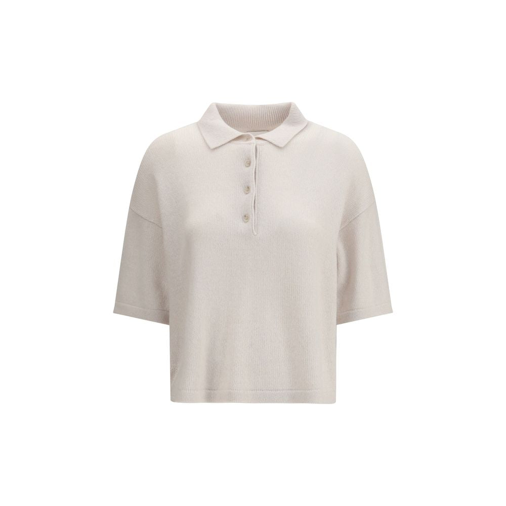 Beige Cashmere Polo Shirt - ventzia