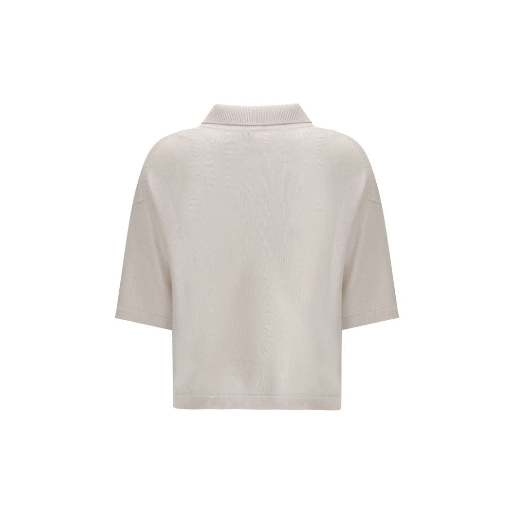 Beige Cashmere Polo Shirt - ventzia