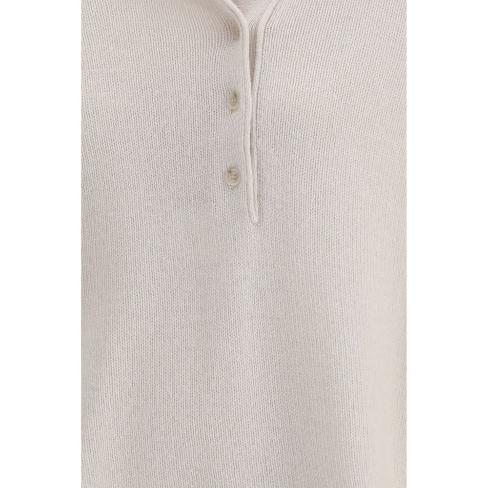 Beige Cashmere Polo Shirt - ventzia
