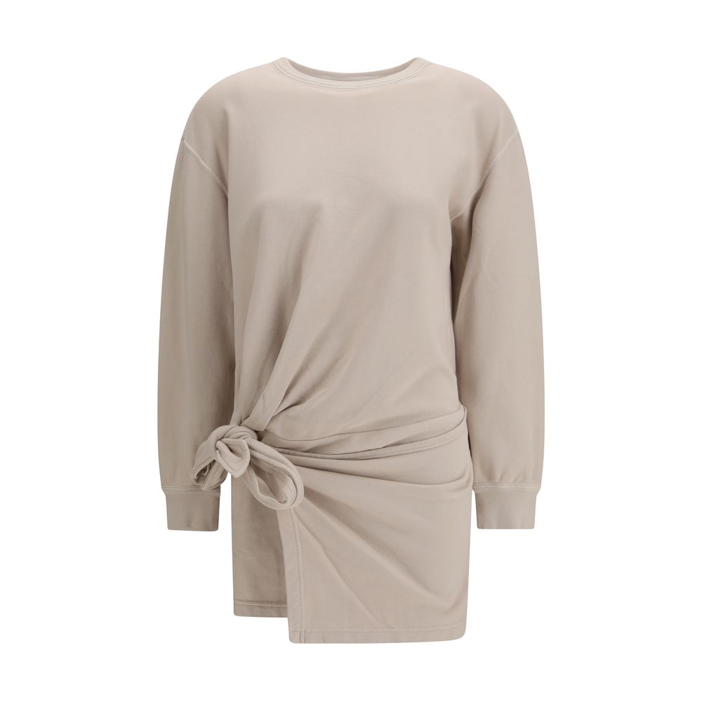 Beige Cotton Casual Dress - ventzia