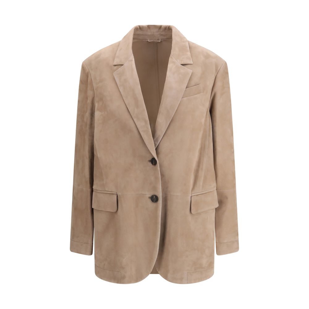 Beige Calf Leather Bos Taurus Coat - ventzia