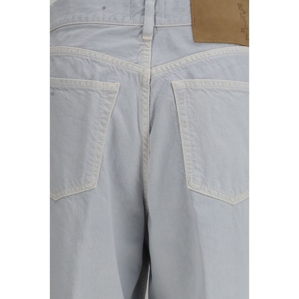 Blue Cotton Straight-Leg Jeans - ventzia