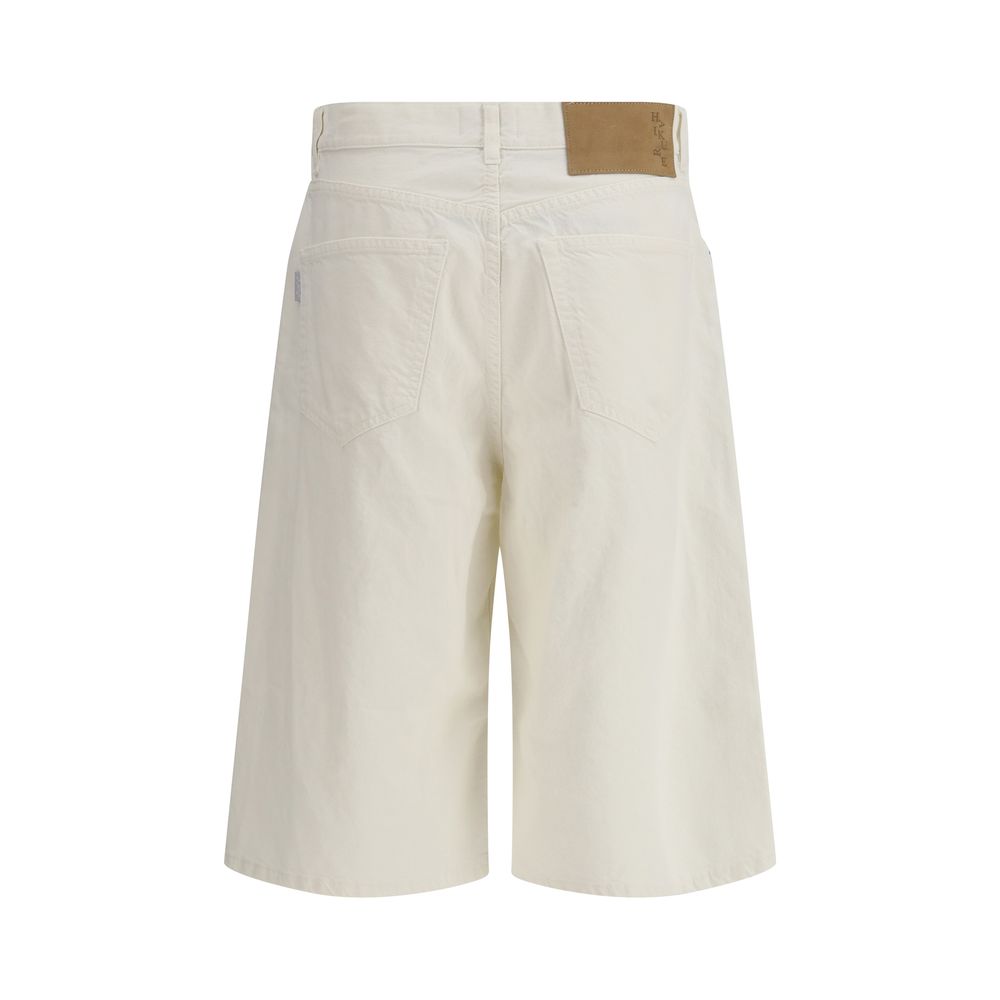White Cotton Bermuda Shorts - ventzia