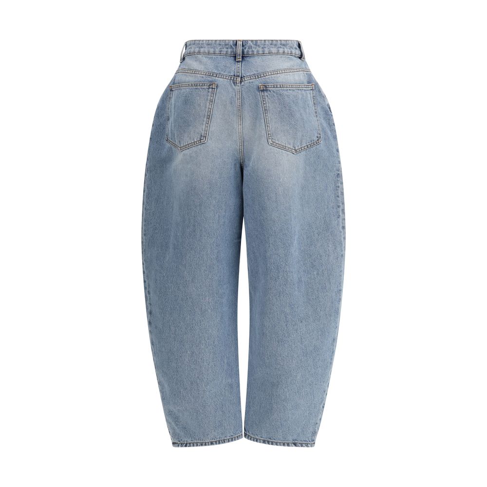 Blue Cotton Straight-Leg Jeans - ventzia