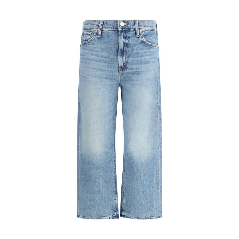 Blue Cotton Cropped Jeans - ventzia